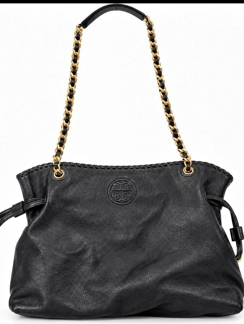 Tory Burch Marion Whipstitched Chain Shoulder Bag Black